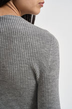 Maglia donna a costine grigio mélange W6HMJ10A463 ANTRACITE TENSIONE IN 