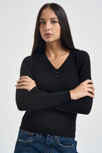 Maglia donna a costine nera W6HMJ10A463 NERO TENSIONE IN 