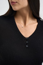 Maglia donna a costine nera W6HMJ10A463 NERO TENSIONE IN 