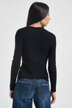 Maglia donna a costine nera W6HMJ10A463 NERO TENSIONE IN 