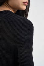 Maglia donna a costine nera W6HMJ10A463 NERO TENSIONE IN 