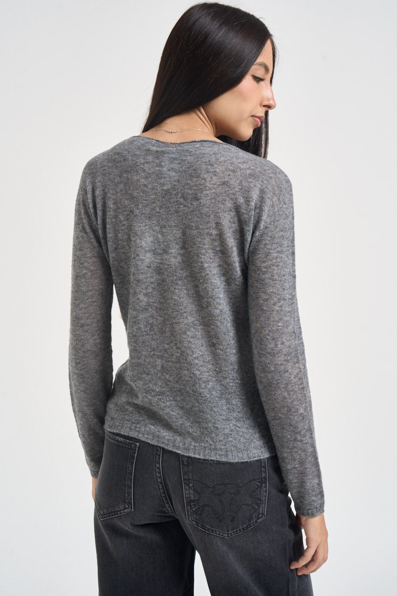 Maglia donna scollo a barca grigio mélange W6HMJ27A464 GRIGIO TENSIONE IN 