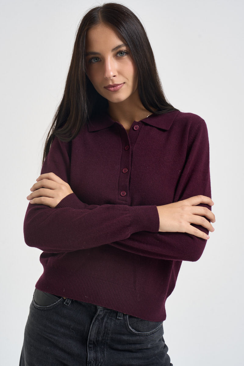 Maglia donna polo vino WL1028 VINO TENSIONE IN 