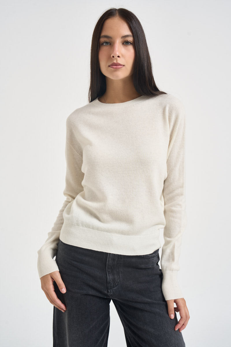 Maglia donna girocollo bianco latte WL104 PANNA TENSIONE IN 