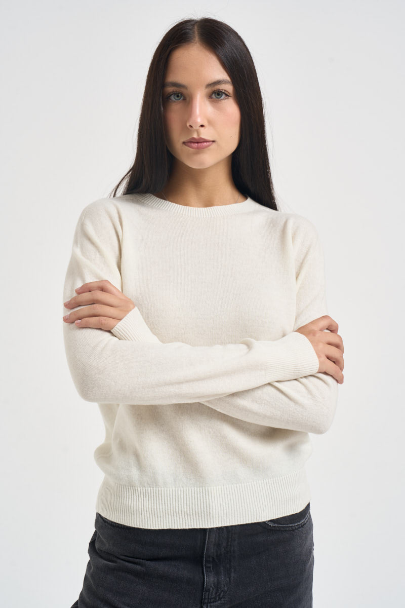 Maglia donna girocollo bianco latte WL104 PANNA TENSIONE IN 