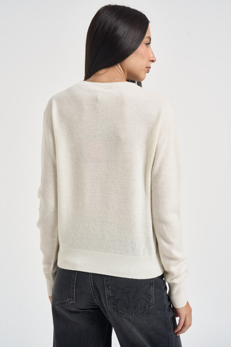 Maglia donna girocollo bianco latte WL104 PANNA TENSIONE IN 