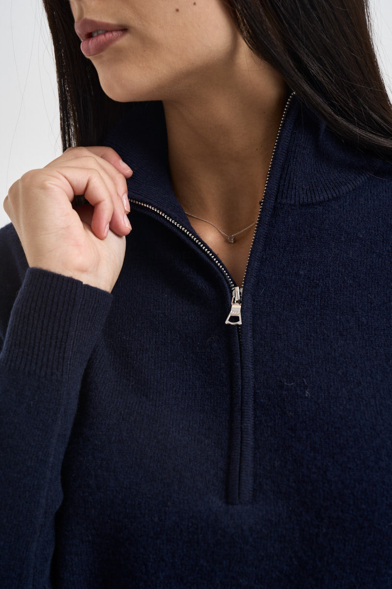 Maglia donna mezza zip blu navy WL12280 BLU TENSIONE IN 
