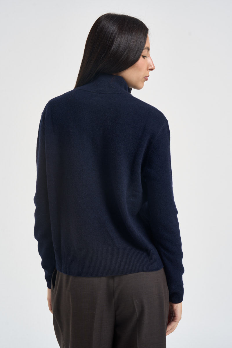 Maglia donna mezza zip blu navy WL12280 BLU TENSIONE IN 