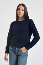 Cardigan donna girocollo con bottoni blu navy WL145 BLU TENSIONE IN 