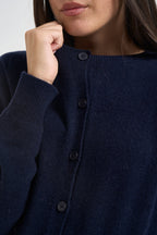 Cardigan donna girocollo con bottoni blu navy WL145 BLU TENSIONE IN 