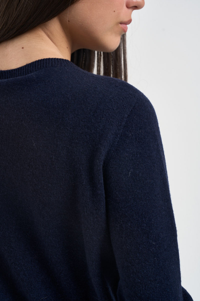 Cardigan donna girocollo con bottoni blu navy WL145 BLU TENSIONE IN 