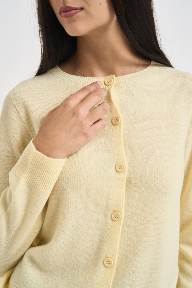 Cardigan donna girocollo con bottoni giallo WL145 GIALLO TENSIONE IN 