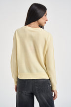 Cardigan donna girocollo con bottoni giallo WL145 GIALLO TENSIONE IN 