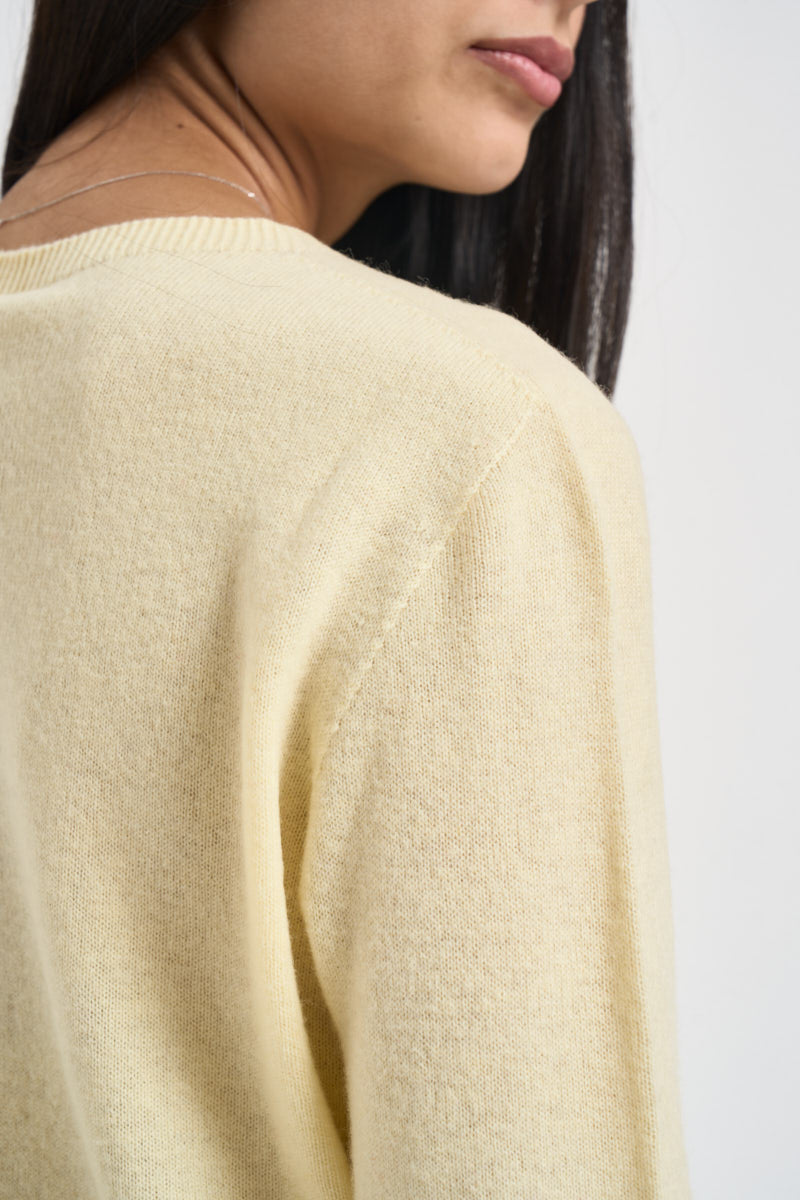 Cardigan donna girocollo con bottoni giallo WL145 GIALLO TENSIONE IN 