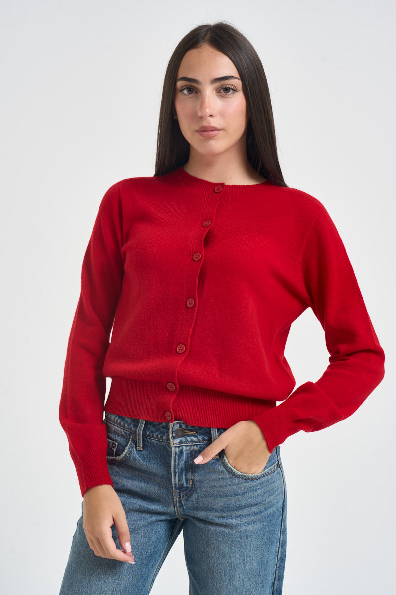 Cardigan donna girocollo con bottoni ross WL145 ROSSO TENSIONE IN 