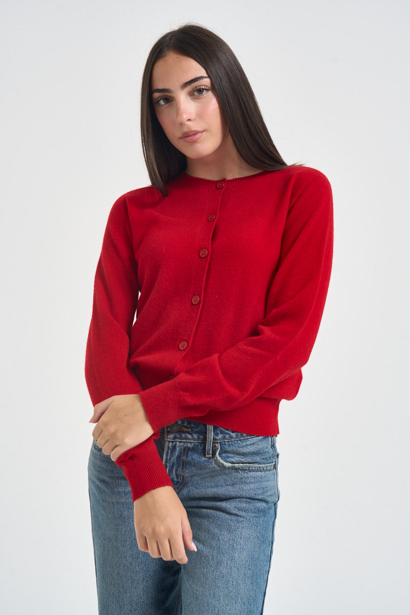 Cardigan donna girocollo con bottoni ross WL145 ROSSO TENSIONE IN 