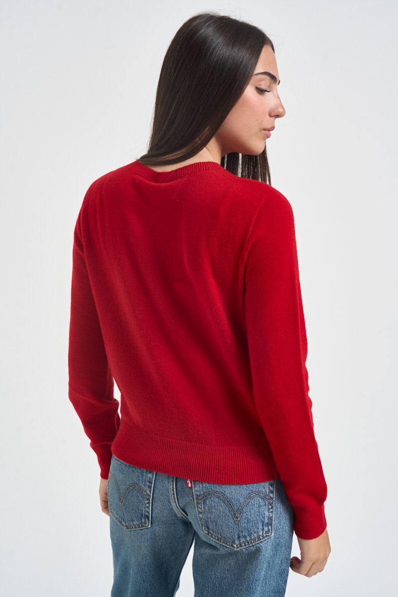 Cardigan donna girocollo con bottoni ross WL145 ROSSO TENSIONE IN 