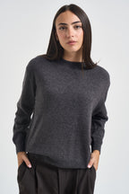 Maglia donna girocollo grigio antracite mélange WL1788 CATRAME TENSIONE IN 