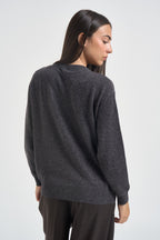 Maglia donna girocollo grigio antracite mélange WL1788 CATRAME TENSIONE IN 
