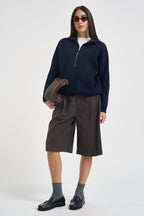 Maglia donna con inserto a V blu notte WL7370 BLU TENSIONE IN 