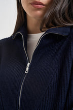 Maglia donna con inserto a V blu notte WL7370 BLU TENSIONE IN 