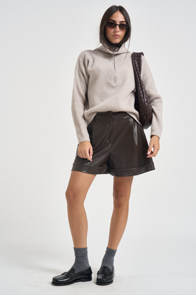 Maglia donna con inserto a V ecrù WL7370 CACHA TENSIONE IN 