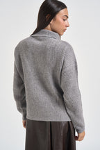 Maglia donna con inserto a Vgrigio chiaro WL7370 GRIGIO TENSIONE IN 