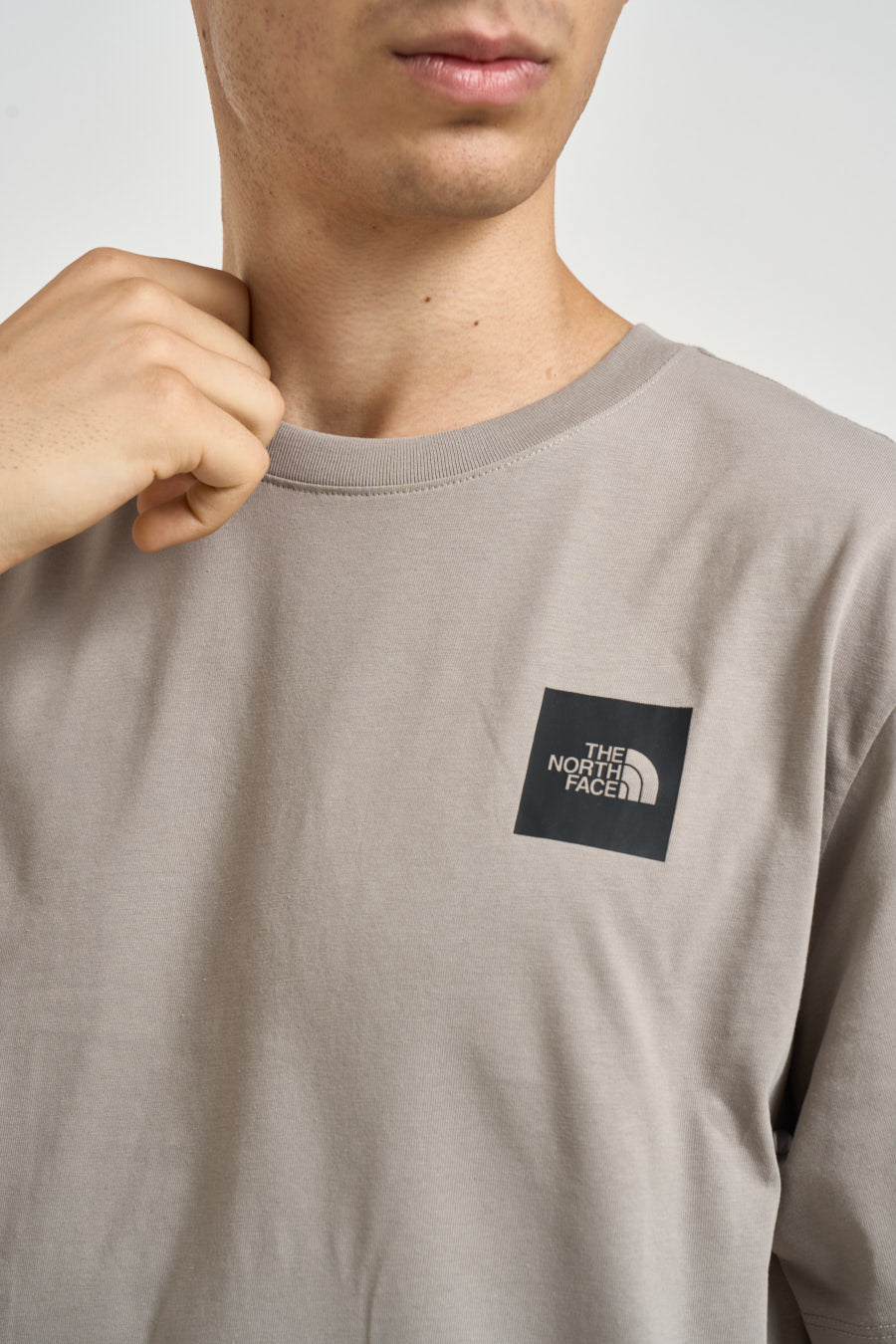 T-shirt uomo con box logo tortora 8G9C 2MB THE NORTH FACE 