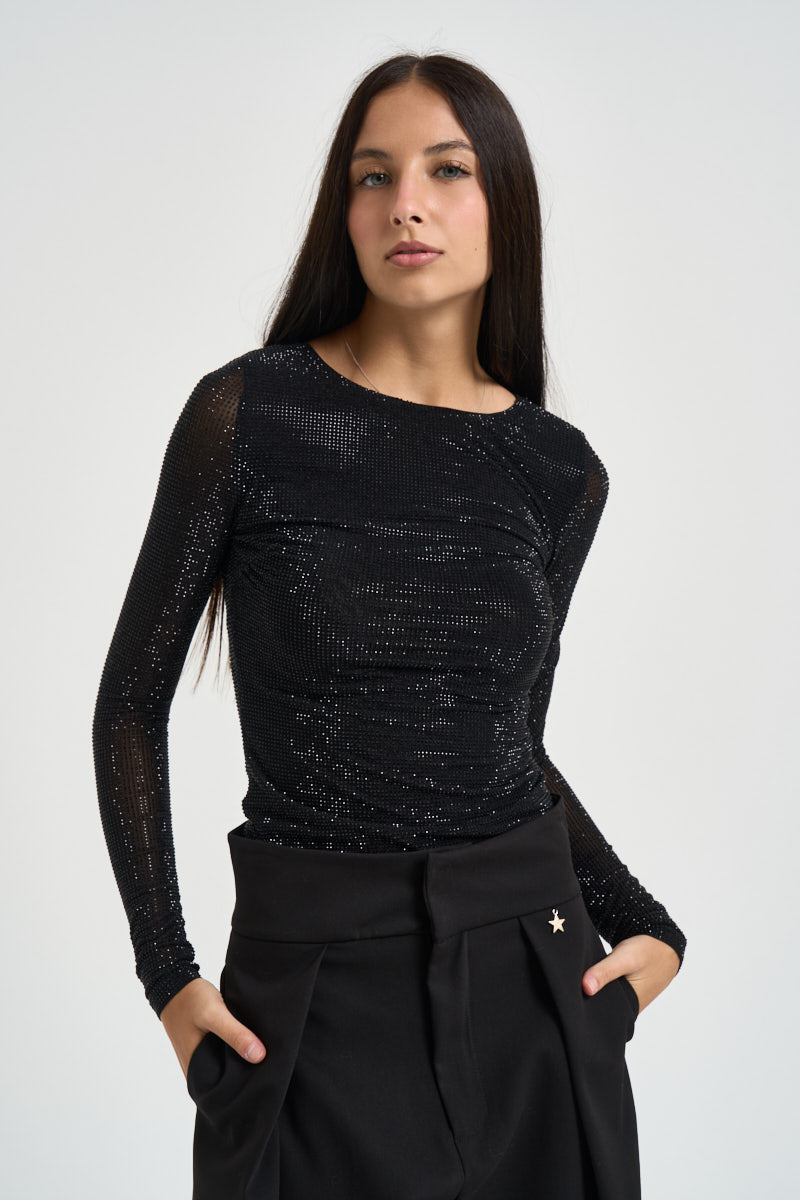 Body donna con strass nero ARCHES NERO TWENTY FOURHAITCH 