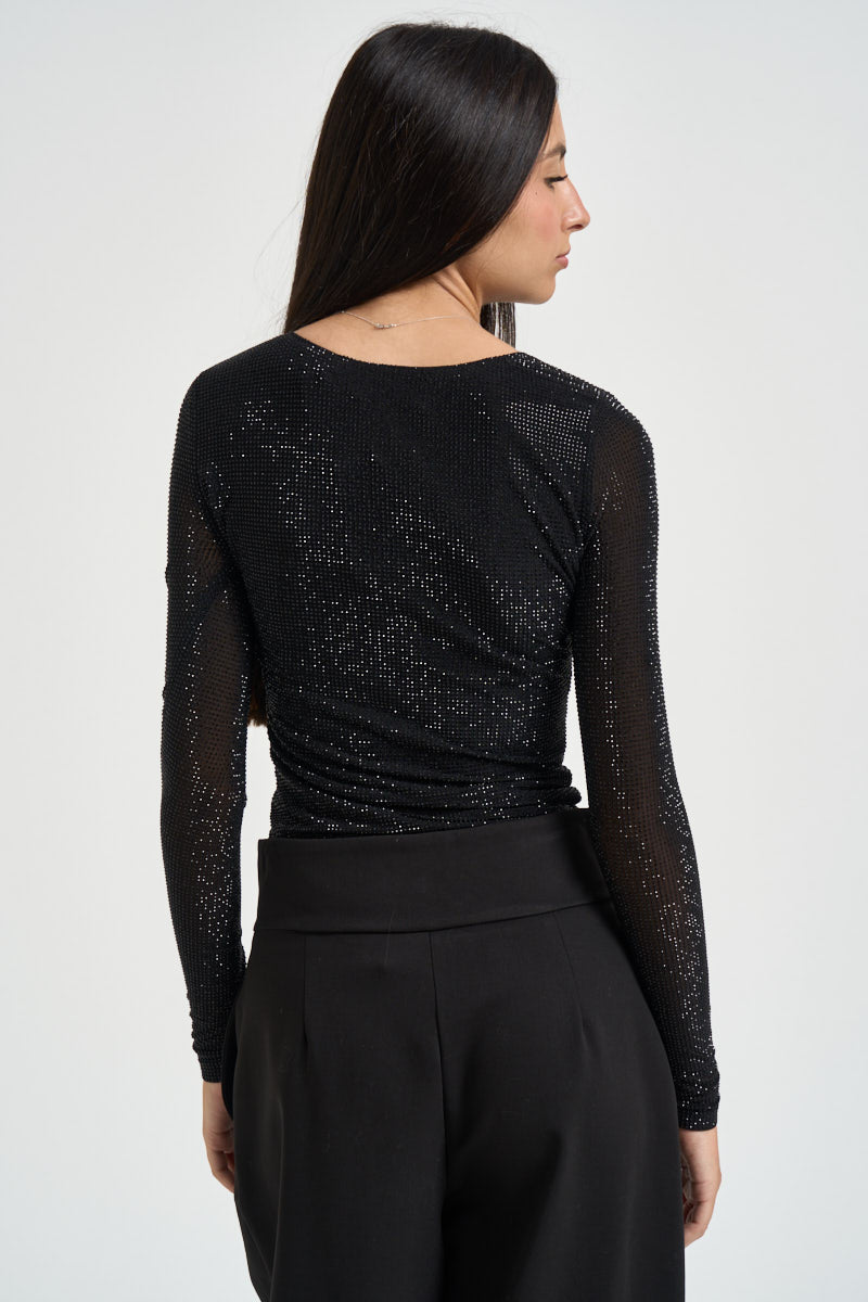 Body donna con strass nero ARCHES NERO TWENTY FOURHAITCH 