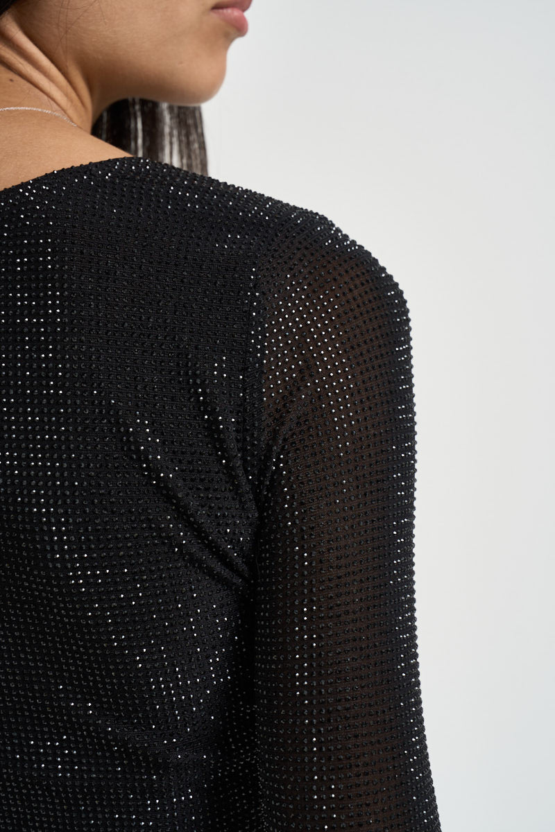 Body donna con strass nero ARCHES NERO TWENTY FOURHAITCH 