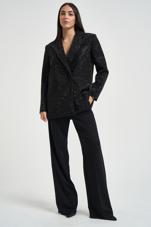 Blazer donna doppiopetto strass nero ULIANE NERO TWENTY FOURHAITCH 