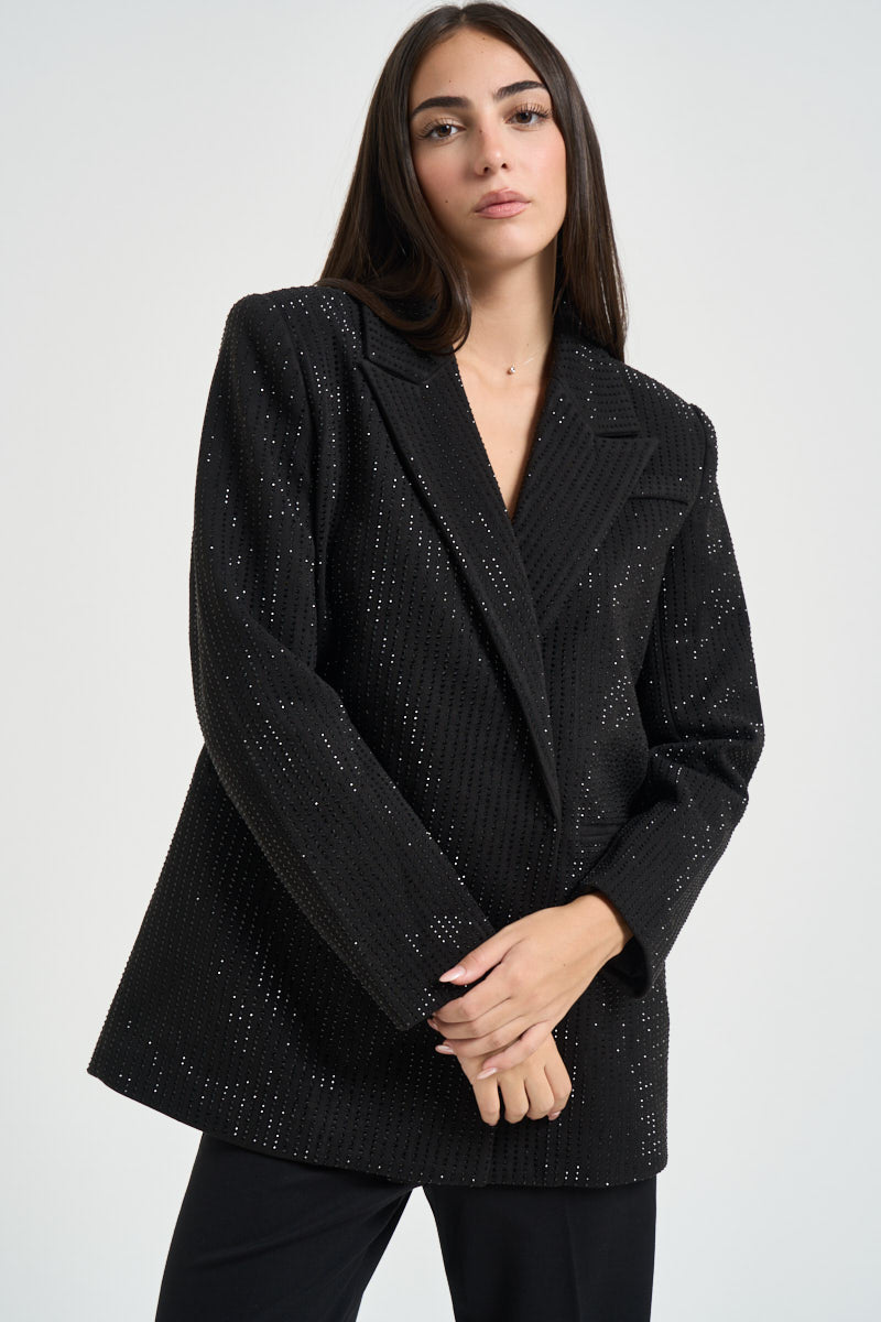 Blazer donna doppiopetto strass nero ULIANE NERO TWENTY FOURHAITCH 