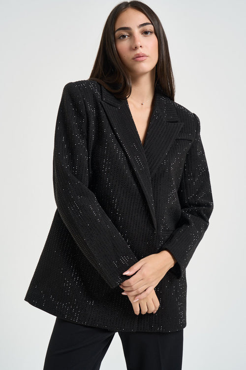 Blazer donna doppiopetto strass nero ULIANE NERO TWENTY FOURHAITCH 