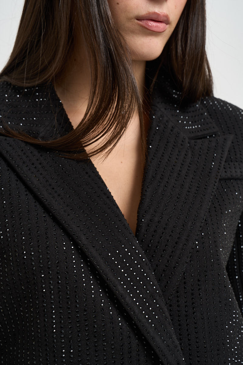 Blazer donna doppiopetto strass nero ULIANE NERO TWENTY FOURHAITCH 