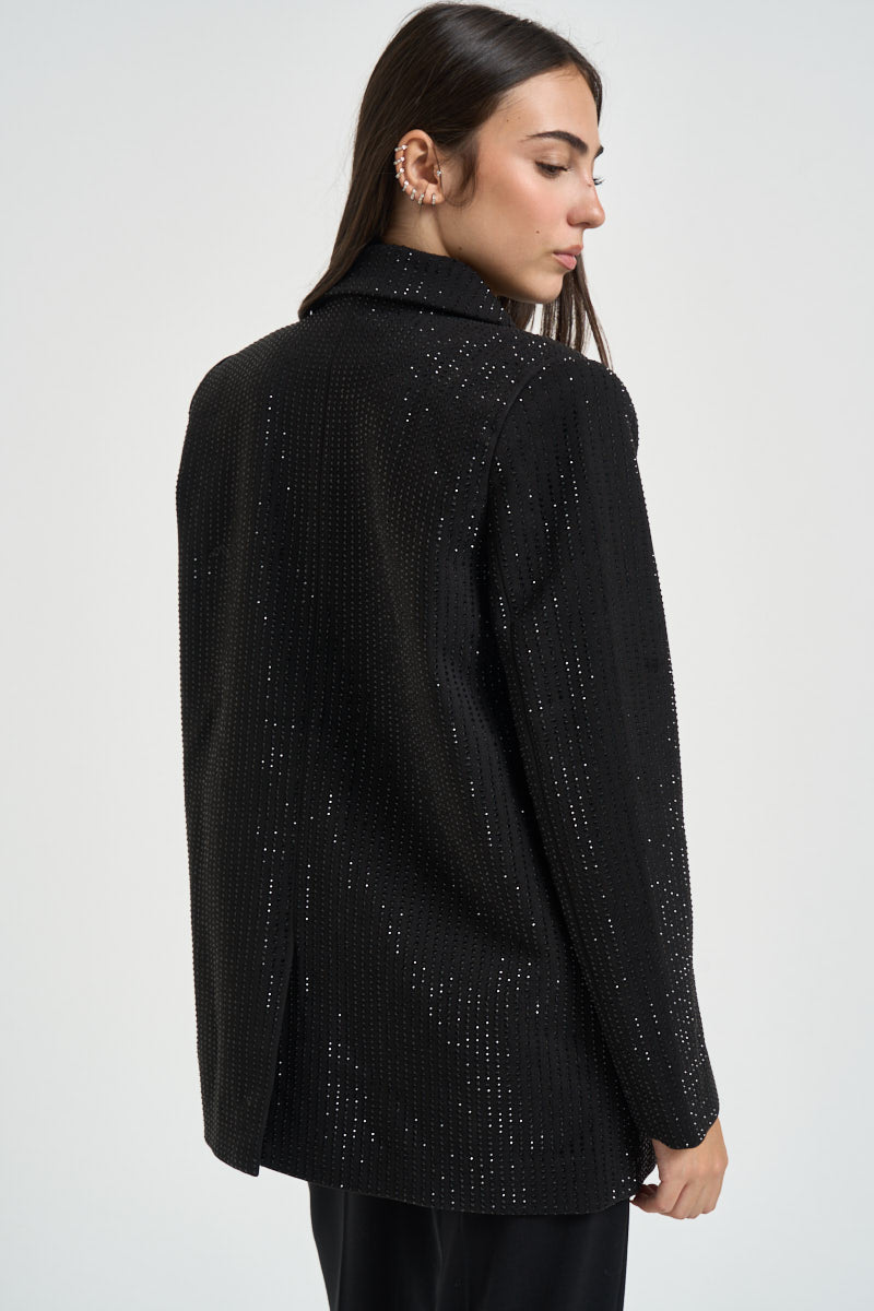 Blazer donna doppiopetto strass nero ULIANE NERO TWENTY FOURHAITCH 
