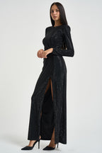 Abito lungo donna con strass nero ZINA NERO TWENTY FOURHAITCH 