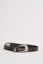 Cintura donna in ecopelle marrone scuro con borchie 26WGE446 MORO TWO WAY 