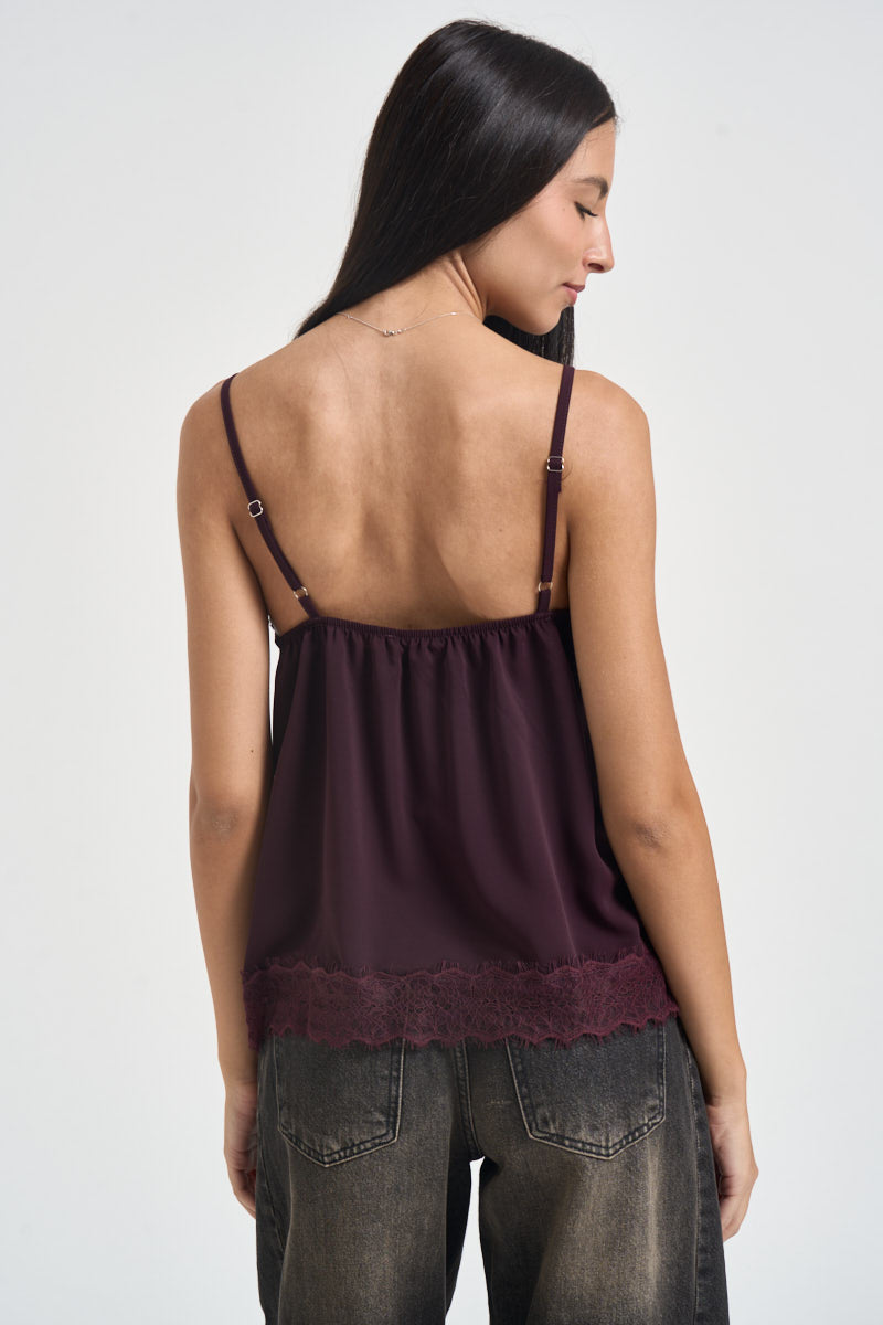 Top donna con pizzo bordeaux C8636 BURGUNDY TWO WAY 
