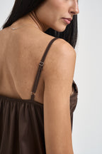 Top donna con pizzo marrone C8636 MOKA TWO WAY 