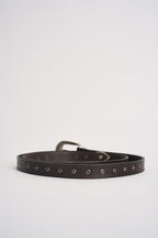 Cintura donna in ecopelle marrone scuro con borchie GE446 MORO TWO WAY 