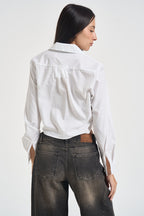 Camicia donna cropped bianca SBR430 BIANCO TWO WAY 