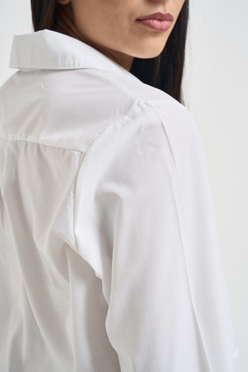 Camicia donna cropped bianca SBR430 BIANCO TWO WAY 