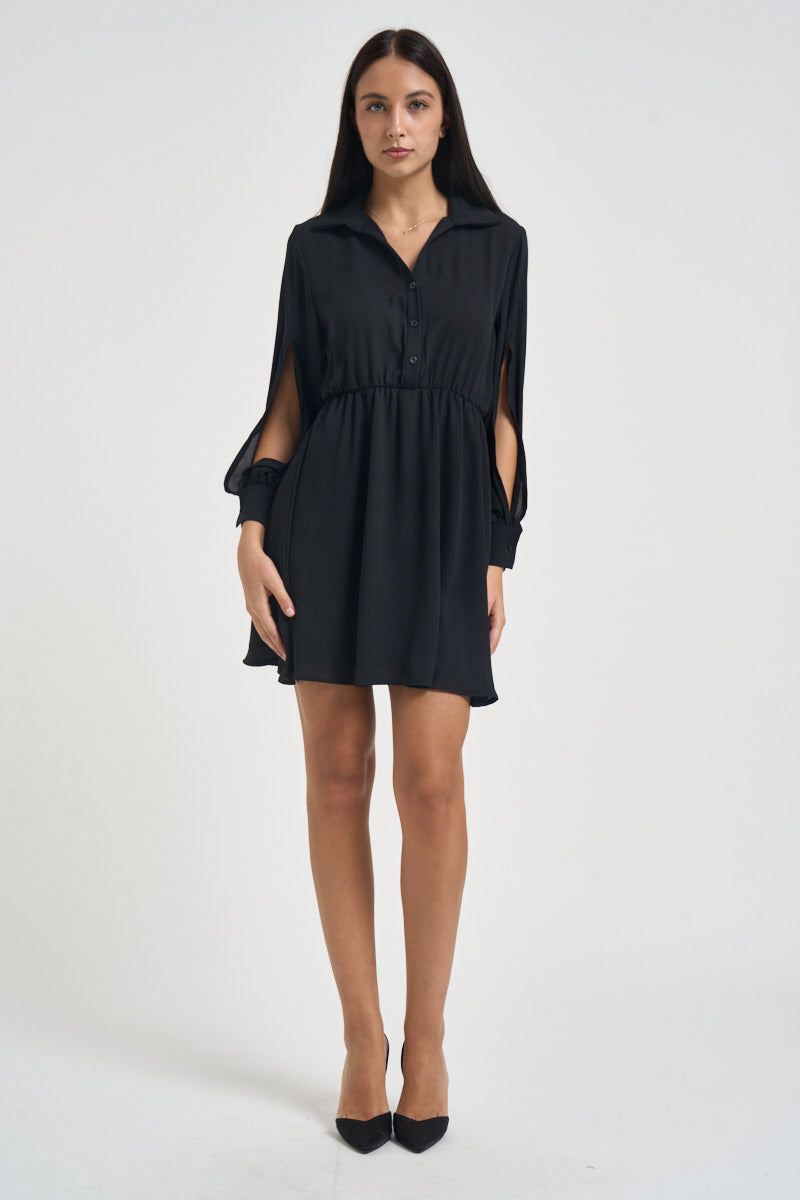 Abito donna maniche cut-out nero WE1426 NERO TWO WAY 