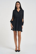 Abito donna maniche cut-out nero WE1426 NERO TWO WAY 