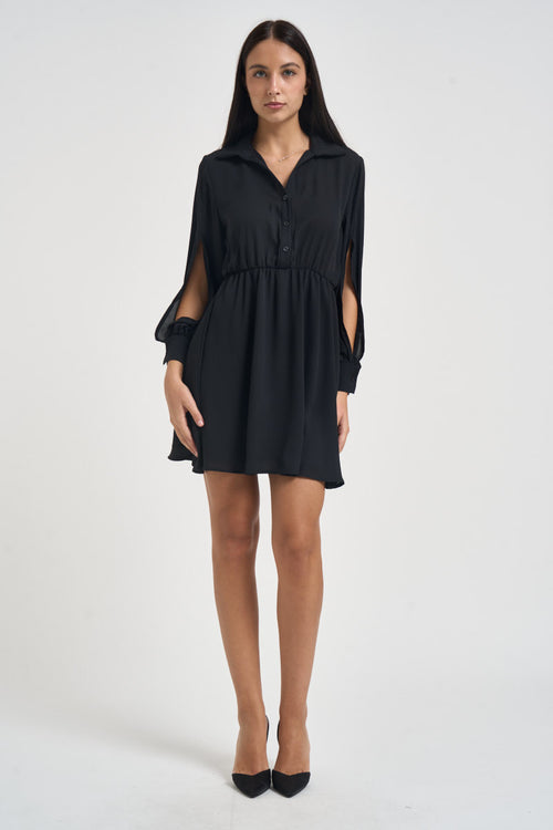 Abito donna maniche cut-out nero WE1426 NERO TWO WAY 