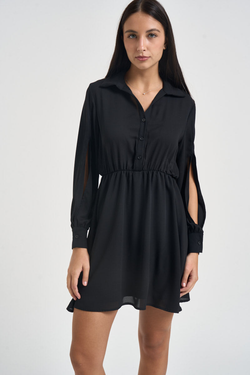 Abito donna maniche cut-out nero WE1426 NERO TWO WAY 