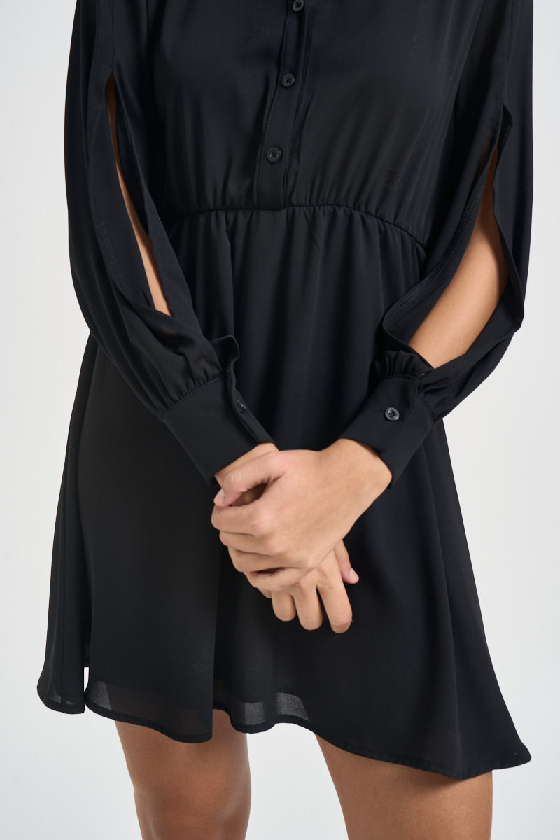 Abito donna maniche cut-out nero WE1426 NERO TWO WAY 