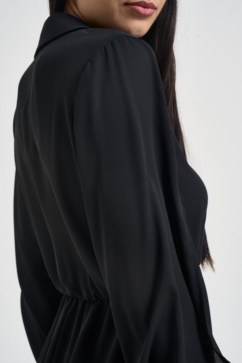 Abito donna maniche cut-out nero WE1426 NERO TWO WAY 