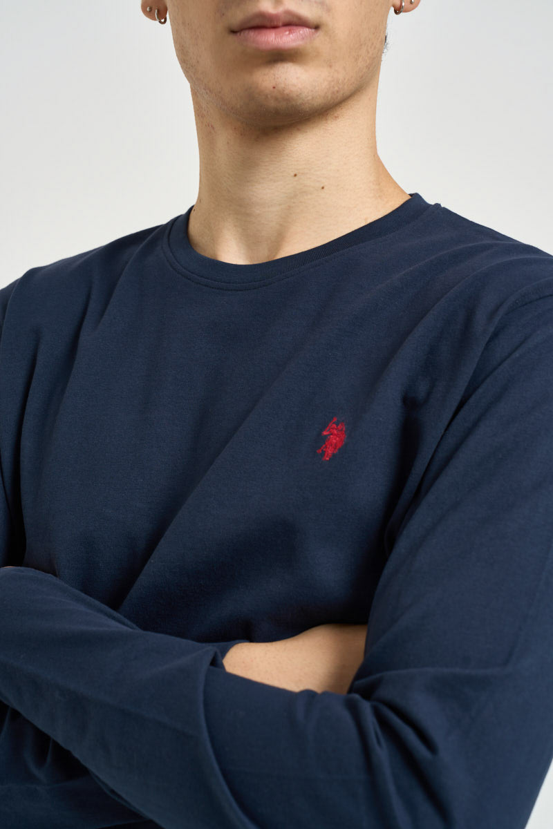 T-shirt uomo manica lunga blu AKIO 177 U.S. POLO 